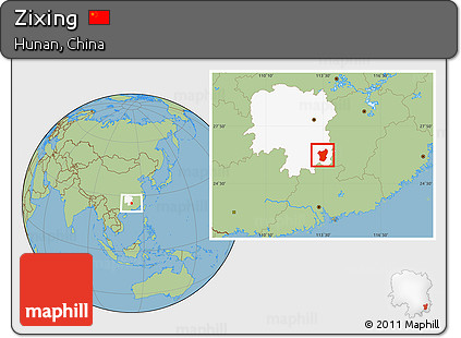 Savanna Style Location Map of Zixing, highlighted parent region