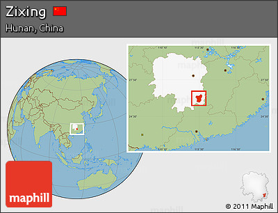 Savanna Style Location Map of Zixing, highlighted parent region