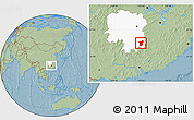 Savanna Style Location Map of Zixing, highlighted parent region, hill shading
