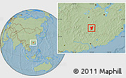 Savanna Style Location Map of Zixing, hill shading