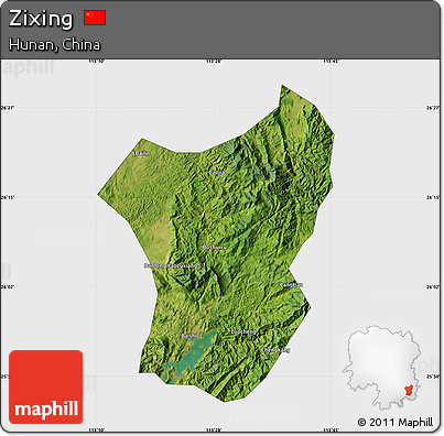 Satellite Map of Zixing, single color outside