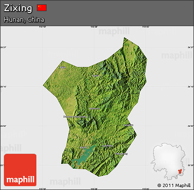 Satellite Map of Zixing, single color outside
