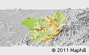 Physical Panoramic Map of Zixing, lighten, desaturated