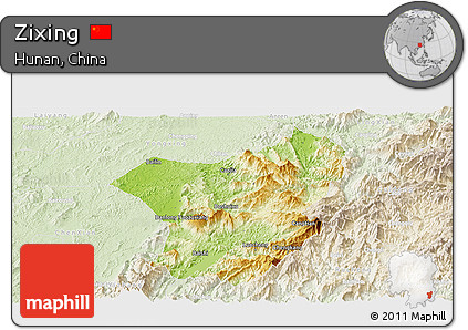Physical Panoramic Map of Zixing, lighten