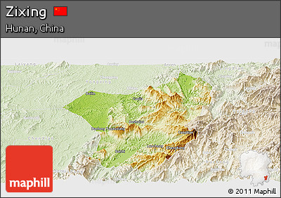 Physical Panoramic Map of Zixing, lighten