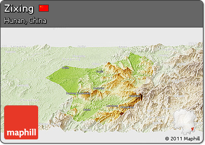 Physical Panoramic Map of Zixing, lighten