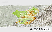 Physical Panoramic Map of Zixing, lighten, semi-desaturated