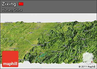 Satellite Panoramic Map of Zixing