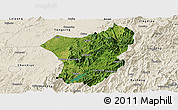 Satellite Panoramic Map of Zixing, shaded relief outside