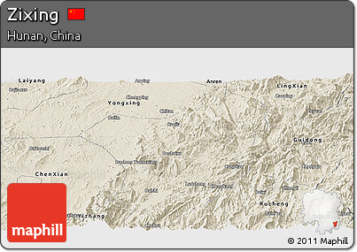 Shaded Relief Panoramic Map of Zixing