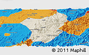 Shaded Relief Panoramic Map of Zixing, political outside