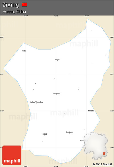 Classic Style Simple Map of Zixing, single color outside