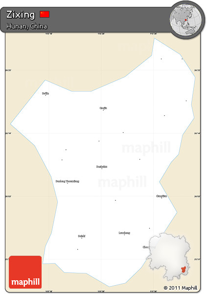 Classic Style Simple Map of Zixing, single color outside