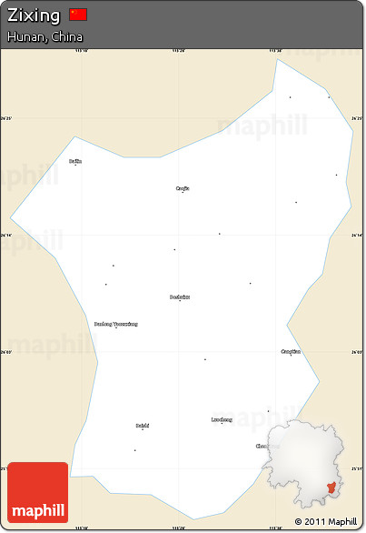 Classic Style Simple Map of Zixing, single color outside