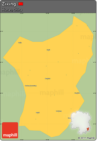 Savanna Style Simple Map of Zixing, single color outside