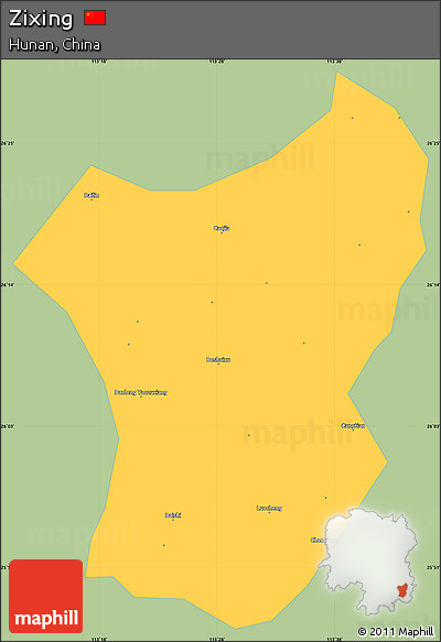 Savanna Style Simple Map of Zixing, single color outside