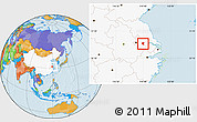 Political Location Map of Danyang, highlighted country
