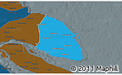 Political 3D Map of Qidong, darken