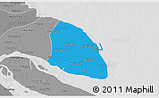 Political 3D Map of Qidong, desaturated