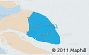 Political 3D Map of Qidong, lighten