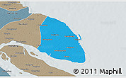 Political 3D Map of Qidong, semi-desaturated