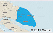 Political 3D Map of Qidong, shaded relief outside