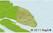 Satellite 3D Map of Qidong, physical outside