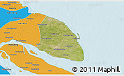 Satellite 3D Map of Qidong, political outside