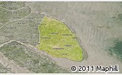 Satellite 3D Map of Qidong, semi-desaturated