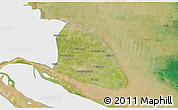 Satellite 3D Map of Qidong, single color outside