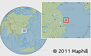 Savanna Style Location Map of Qidong, hill shading