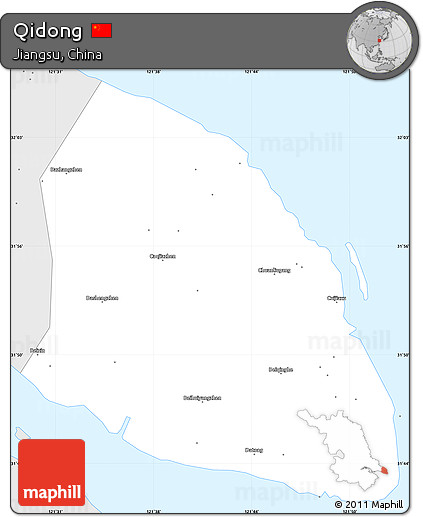 Silver Style Simple Map of Qidong