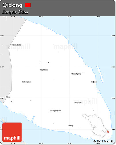 Silver Style Simple Map of Qidong