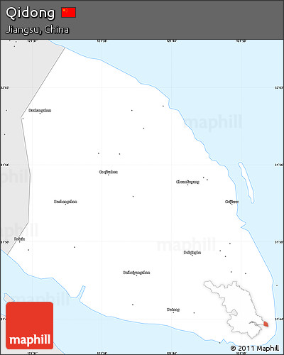 Silver Style Simple Map of Qidong