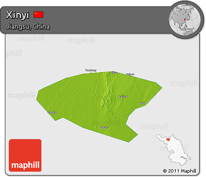 Physical 3D Map of Xinyi, single color outside