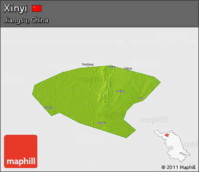 Physical 3D Map of Xinyi, single color outside