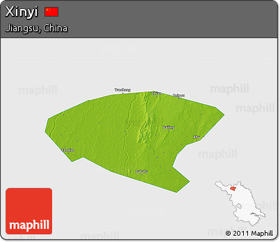 Physical 3D Map of Xinyi, single color outside