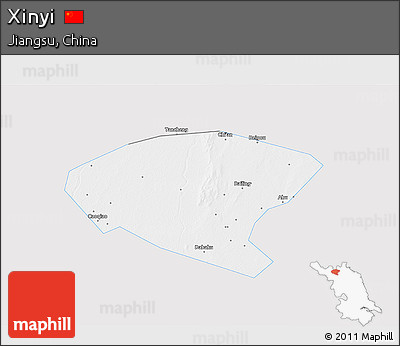 Silver Style 3D Map of Xinyi, single color outside