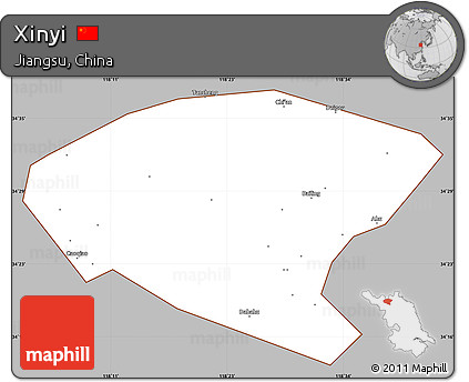 Gray Simple Map of Xinyi, cropped outside