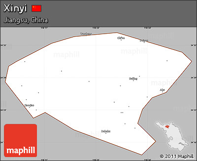 Gray Simple Map of Xinyi, cropped outside