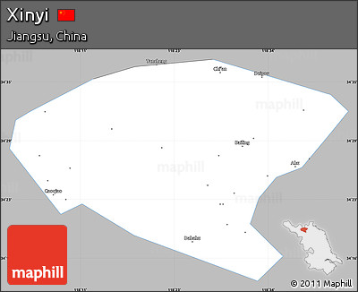 Gray Simple Map of Xinyi, single color outside