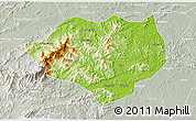 Physical 3D Map of Anfu, lighten, semi-desaturated