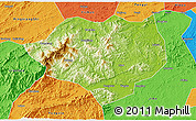 Physical 3D Map of Anfu, political outside