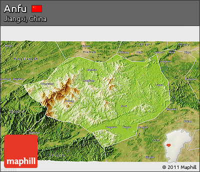 Physical 3D Map of Anfu, satellite outside