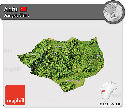 Satellite 3D Map of Anfu, cropped outside