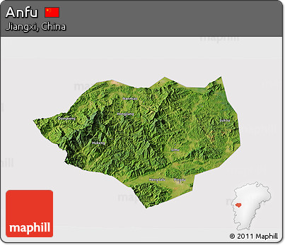 Satellite 3D Map of Anfu, cropped outside