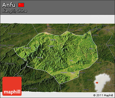 Satellite 3D Map of Anfu, darken