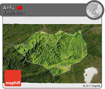 Satellite 3D Map of Anfu, darken