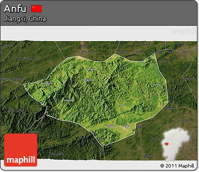 Satellite 3D Map of Anfu, darken