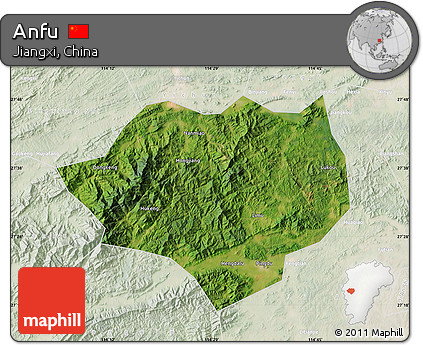 Satellite Map of Anfu, lighten
